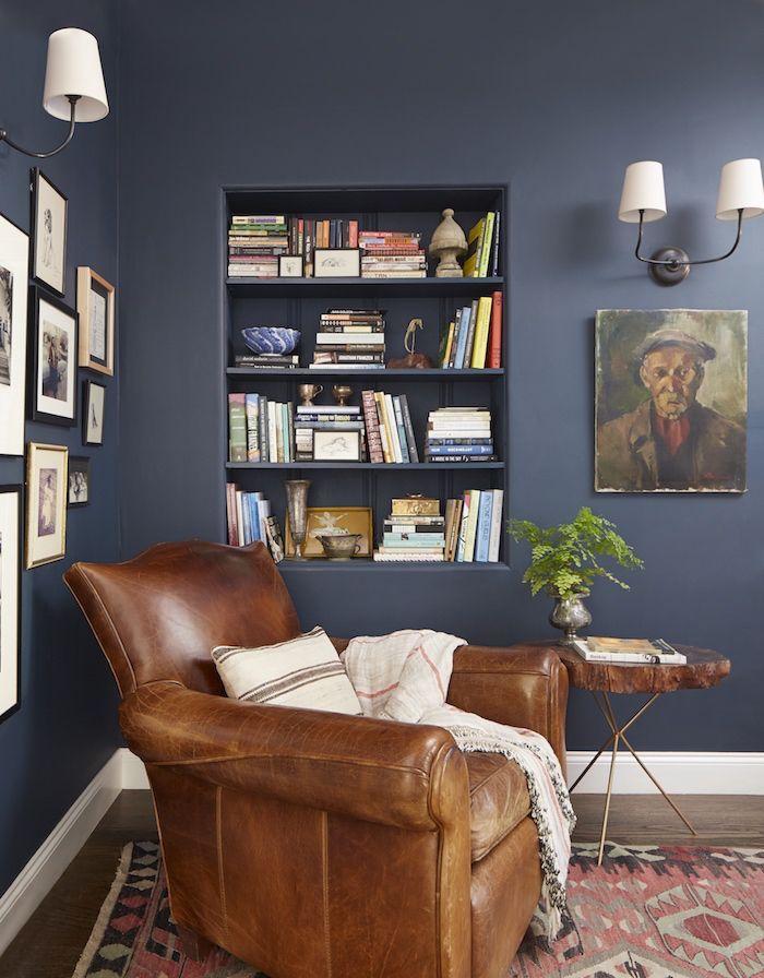 Create a ‌serene reading nook in your blue living room