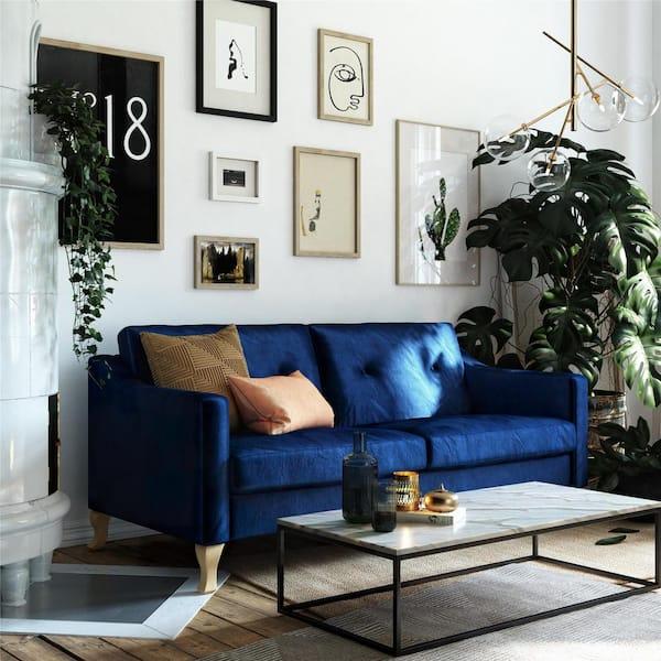 Mix materials like velvet and linen for depth in your blue⁤ living room