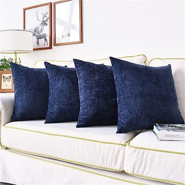 Choose decorative throw pillows with varied blue shades in your living room