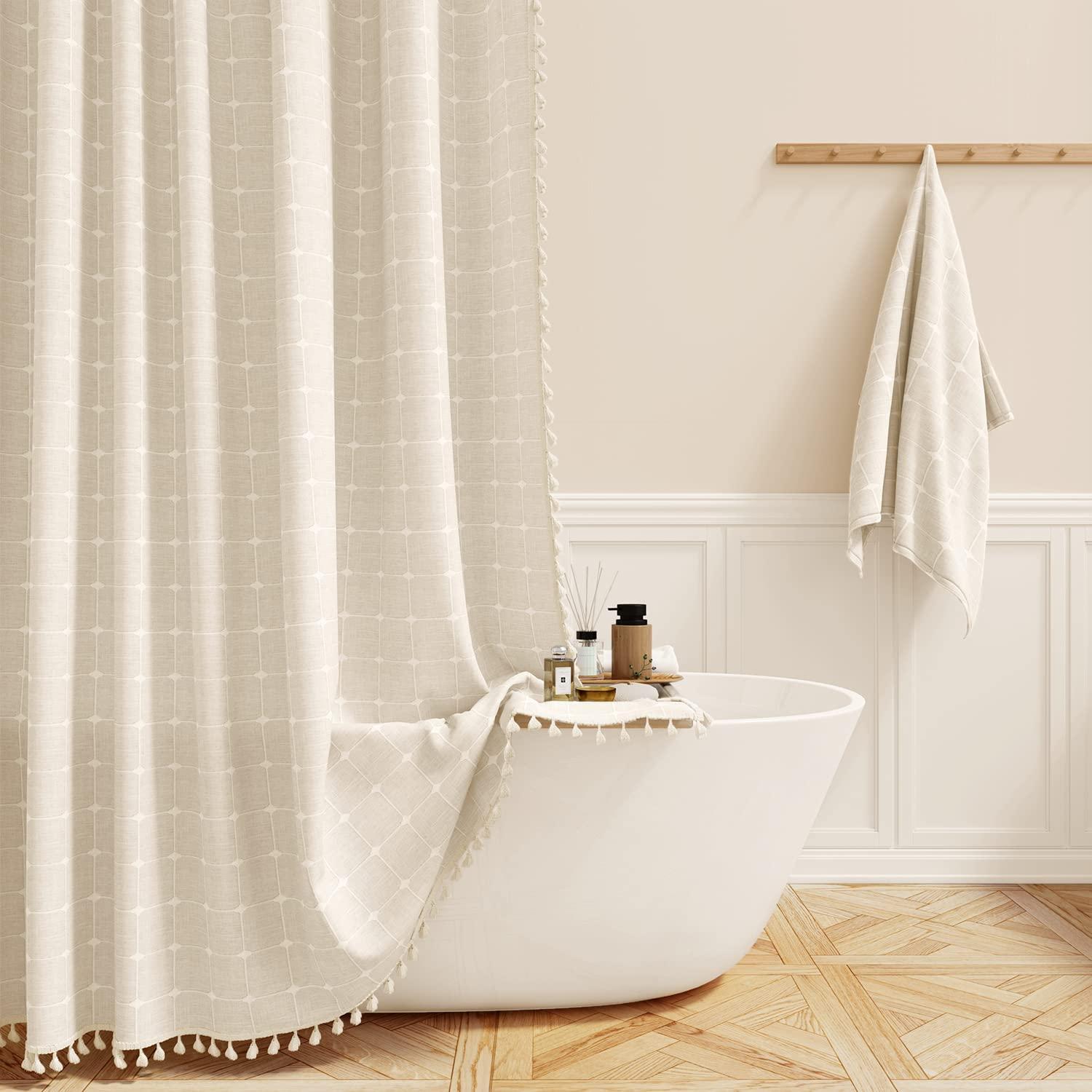 Use soft, flowing curtains to enhance your boho bathroom feel