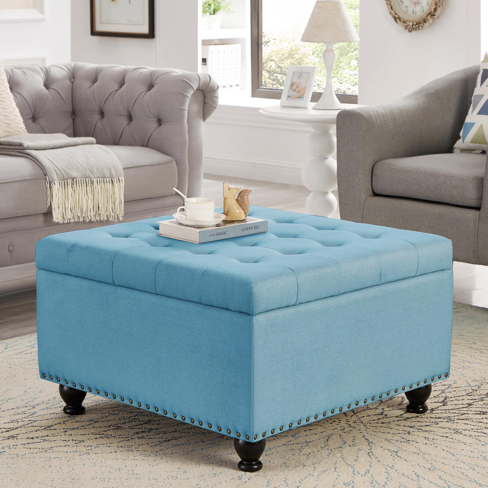 Include an ⁣oversized blue ottoman‌ for functionality and style in your living room