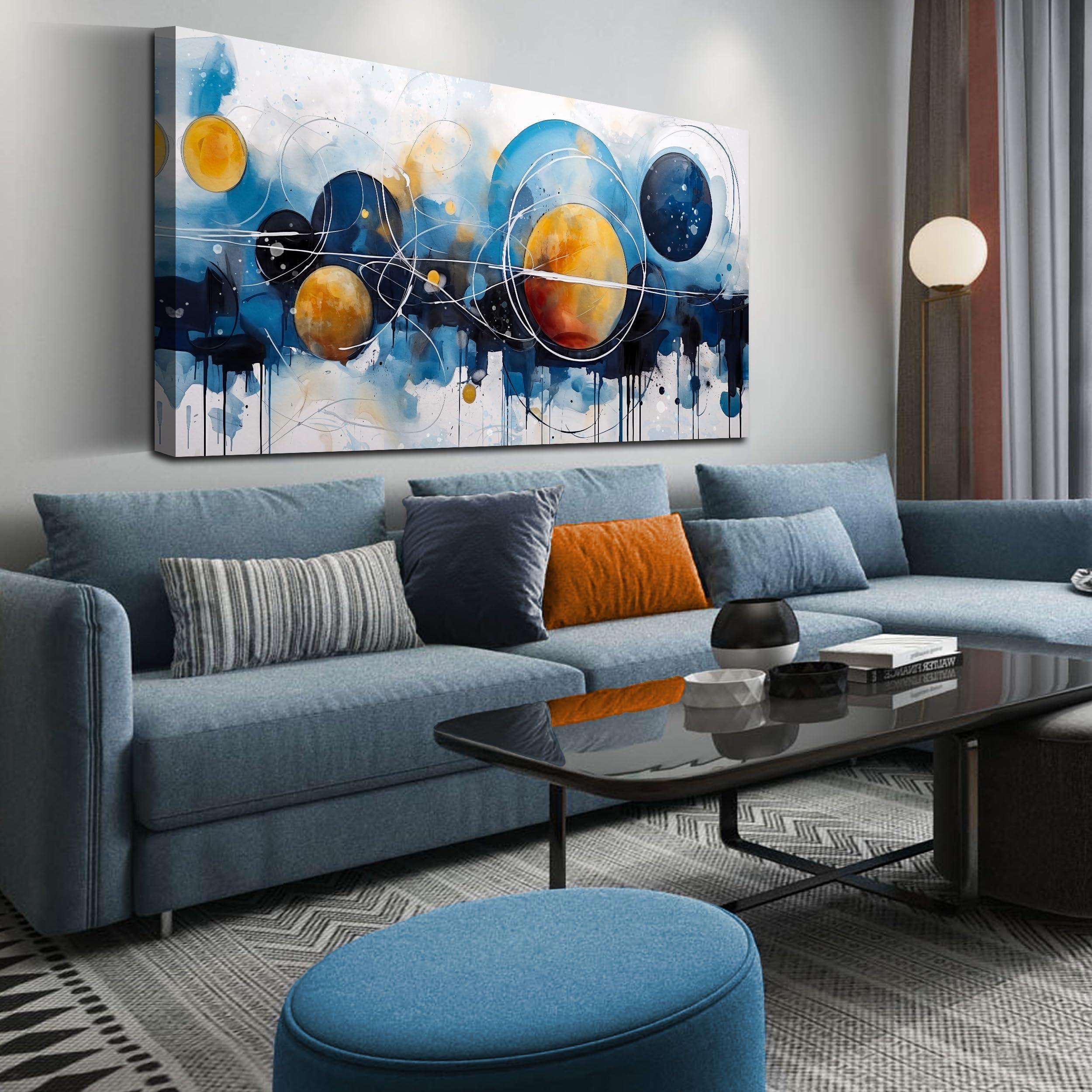 Create a gallery wall⁤ incorporating blue-themed ‍artwork⁣ in your living ‍room