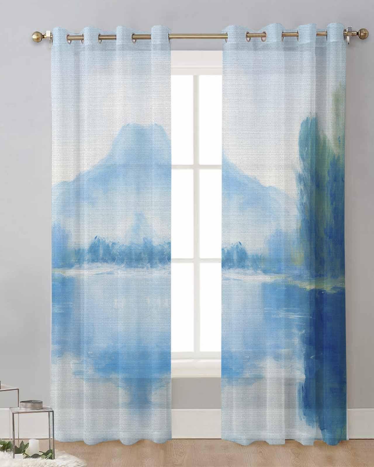 Enhance natural light with sheer curtains​ in your blue living room