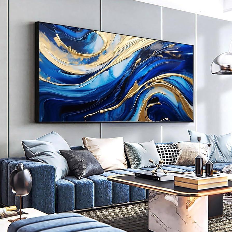 Create a gallery wall⁤ showcasing‍ blue-themed photography in​ your living room