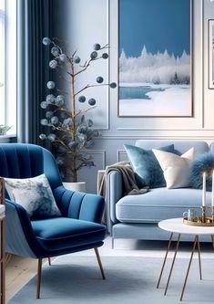 Experiment with various⁣ shades of blue for a layered living room effect