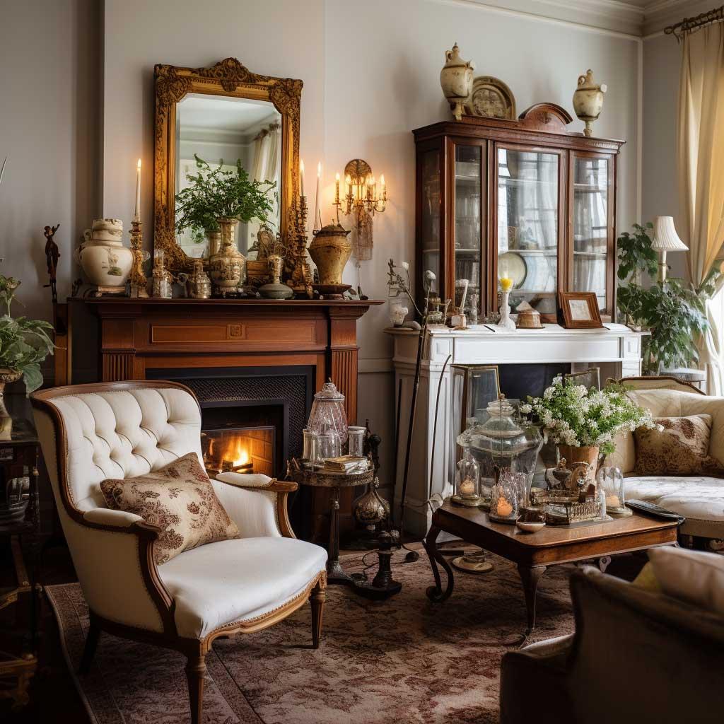 Vintage Living Room: Curate antiques and retro accents for nostalgic charm