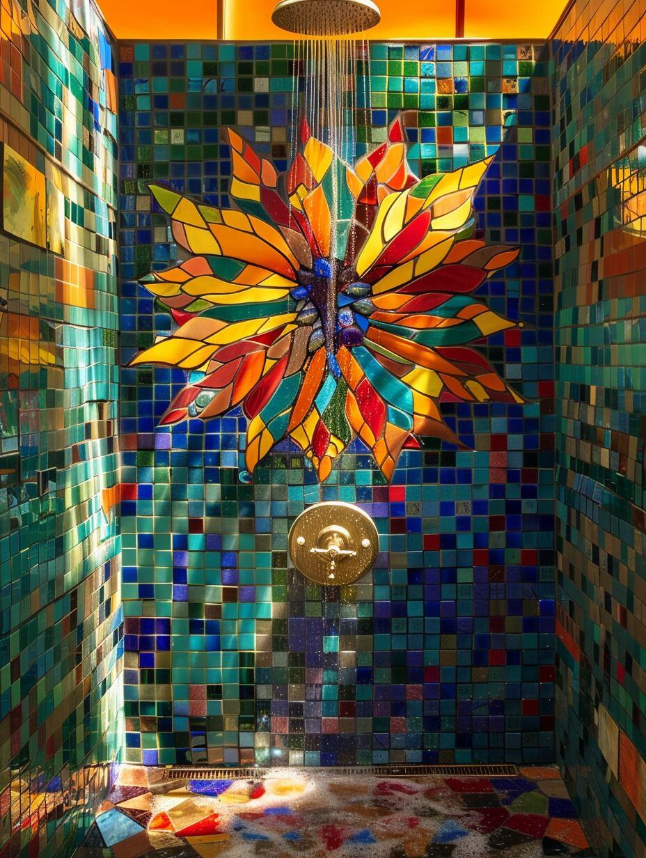 Use artistic‍ tiles ‍for a bold statement in your ​boho bathroom