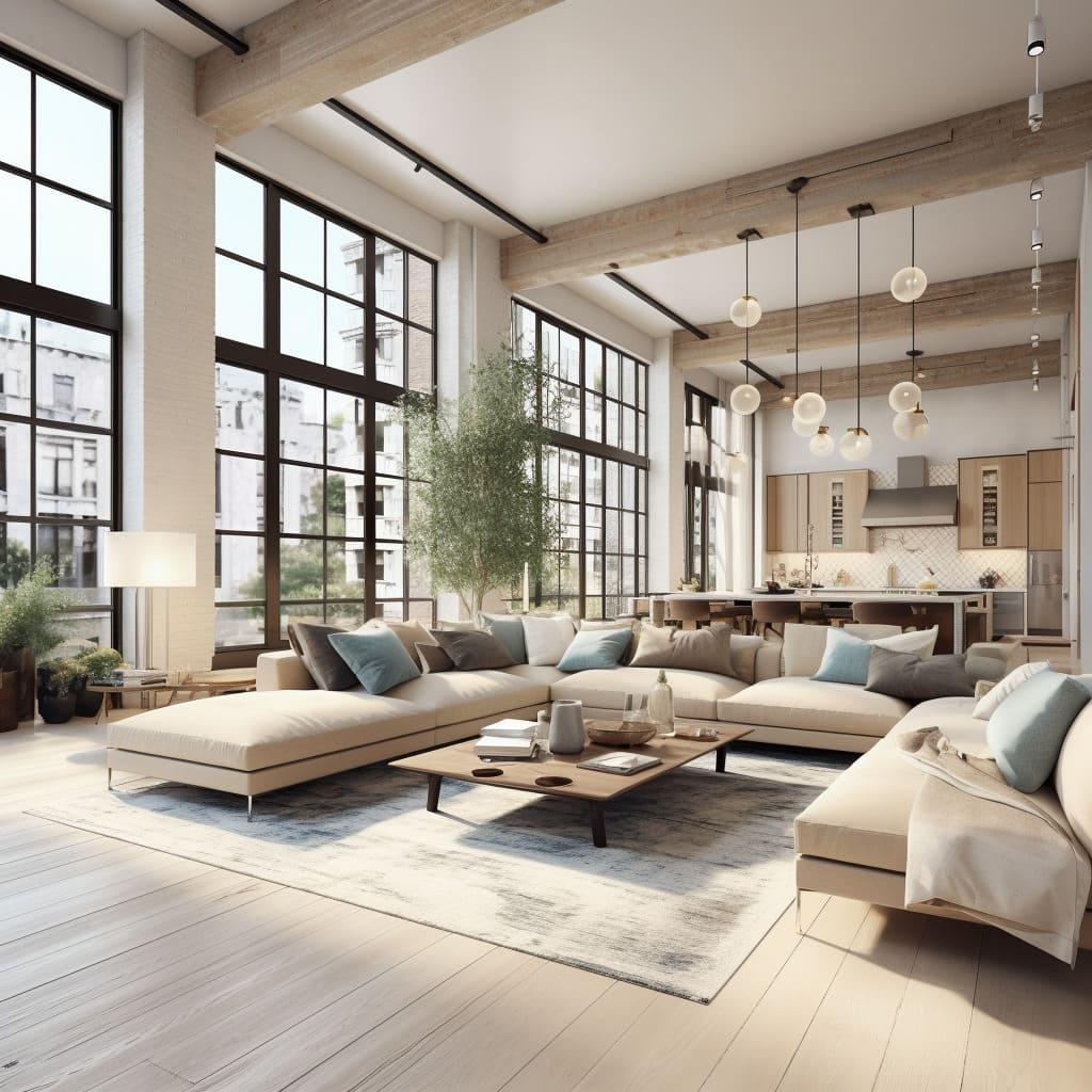 Industrial Living Room: Incorporate raw materials for an urban aesthetic