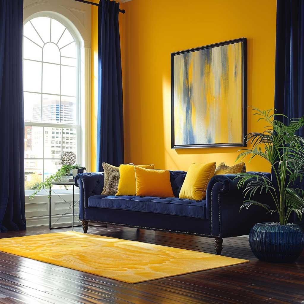 Incorporate a pop of⁢ yellow for a sunny⁤ contrast in blue⁢ living room