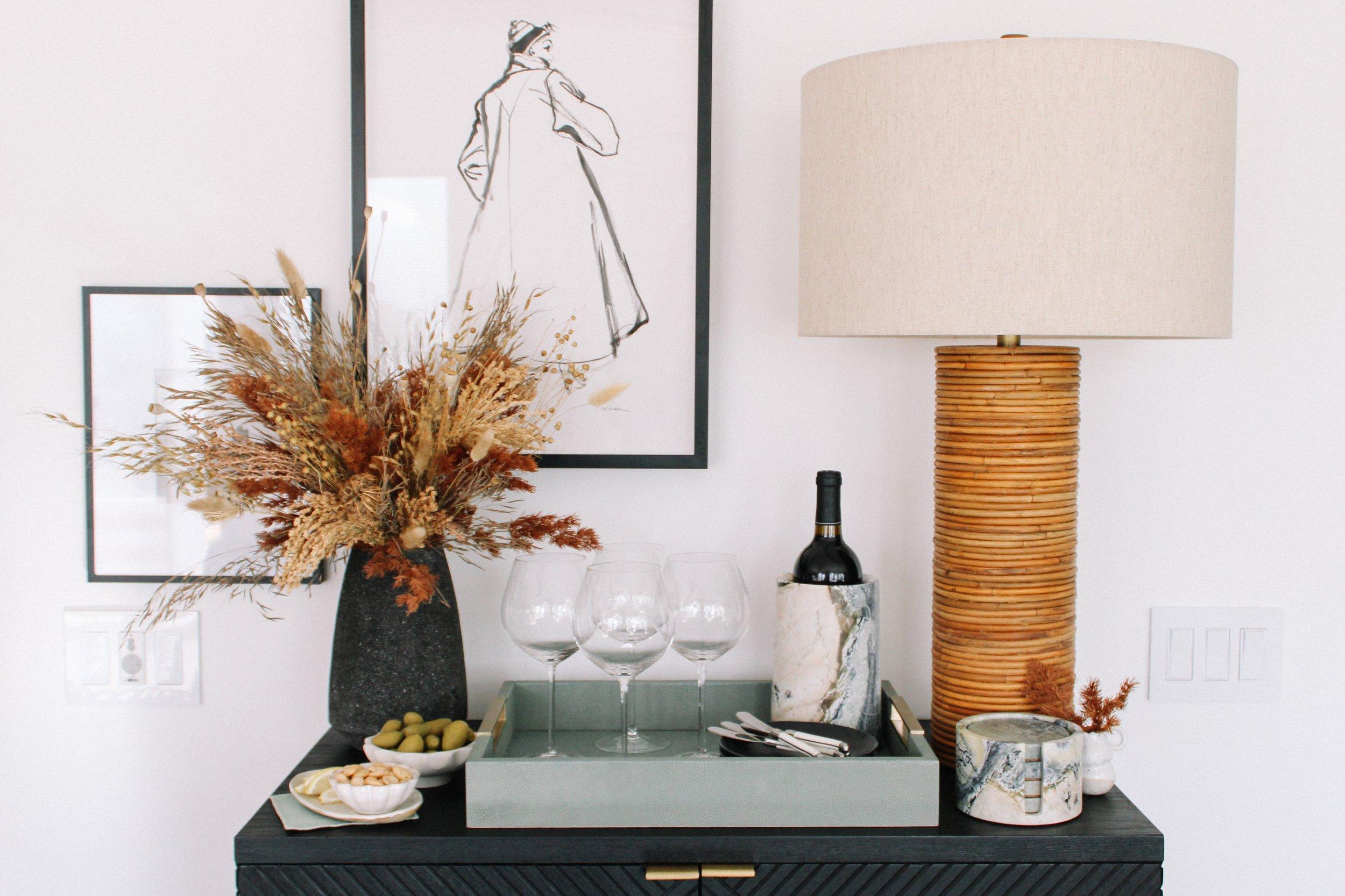 Install a small bar cart for entertaining on your small balcony