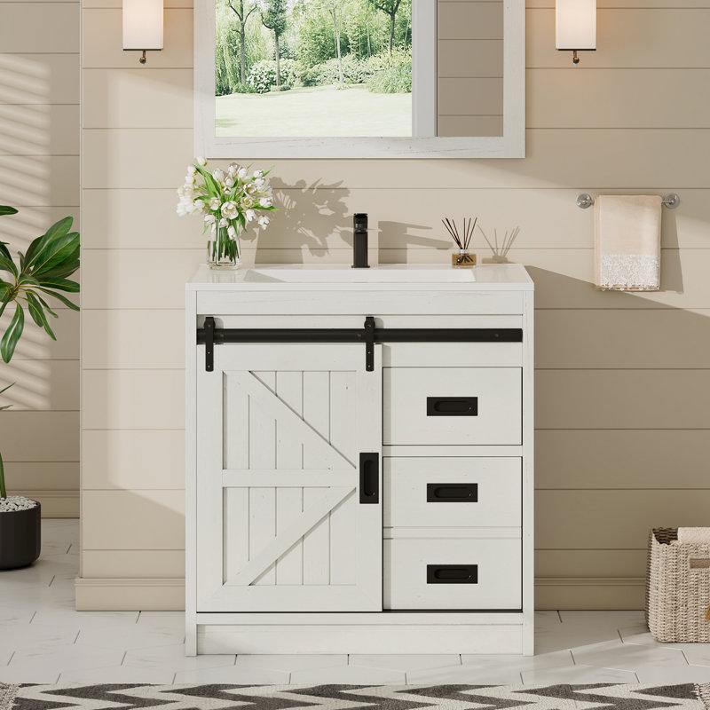 Use​ a sliding barn door ‍for a stylish entry to your Farmhouse Bathroom