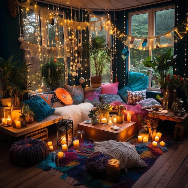 Layer ‌your lighting options with ⁤fairy lights for‌ a magical touch in⁢ your Boho Living Room