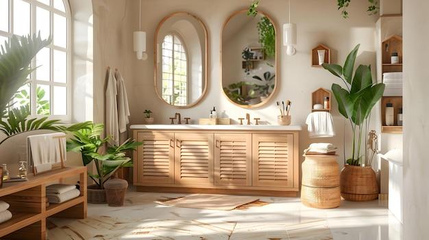 Embrace ⁣earthy tones for a warm boho bathroom atmosphere