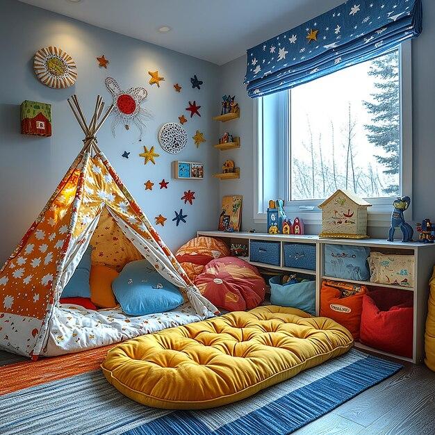 Whimsical Bedroom: Playful decor and bright colors make bedtime fun