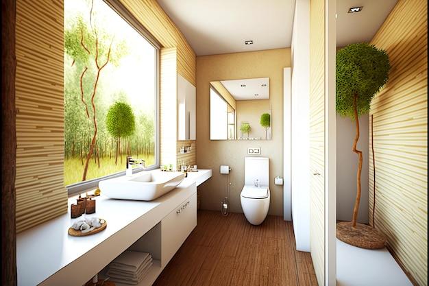 Consider bamboo floors for ​an eco-friendly touch in your wooden bathroom