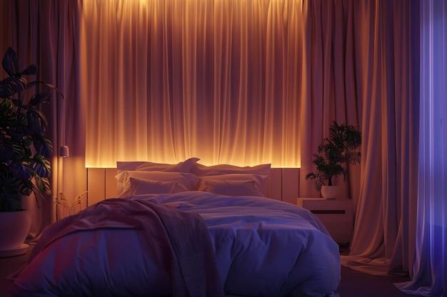 Romantic Bedroom: Soft bedding and dim lighting set the mood beautifully