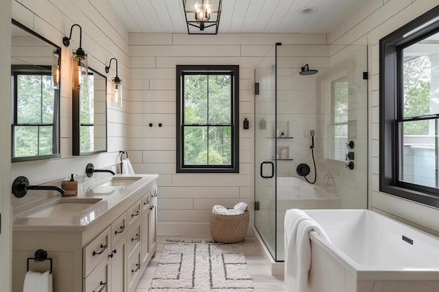 Embrace shiplap walls‍ for a quintessential farmhouse bathroom aesthetic that ⁣exudes warmth and charm