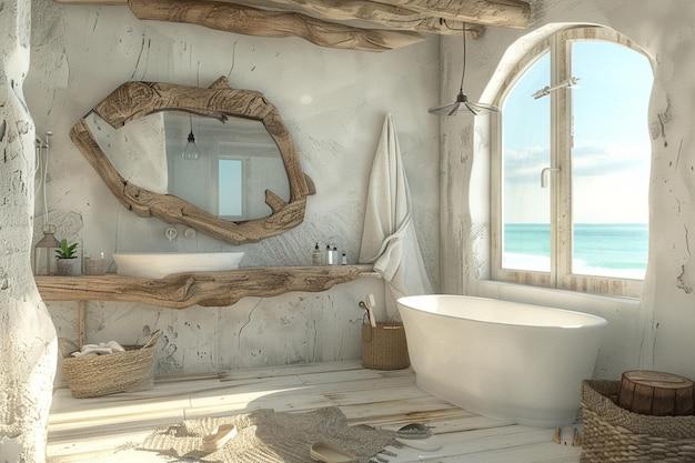 Choose driftwood accents for ⁢a seaside boho bathroom⁢ feel