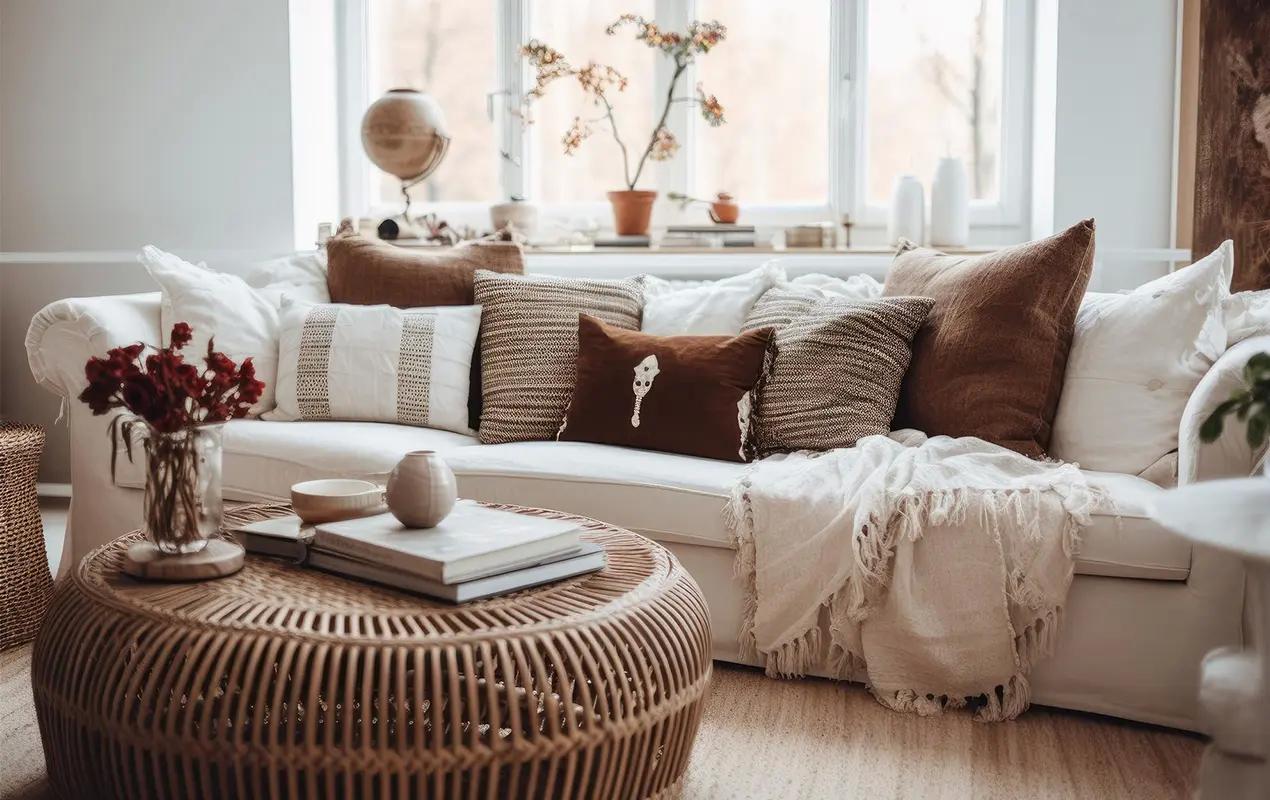 An eclectic coffee table brings personality and charm​ to your Boho ​Living Room