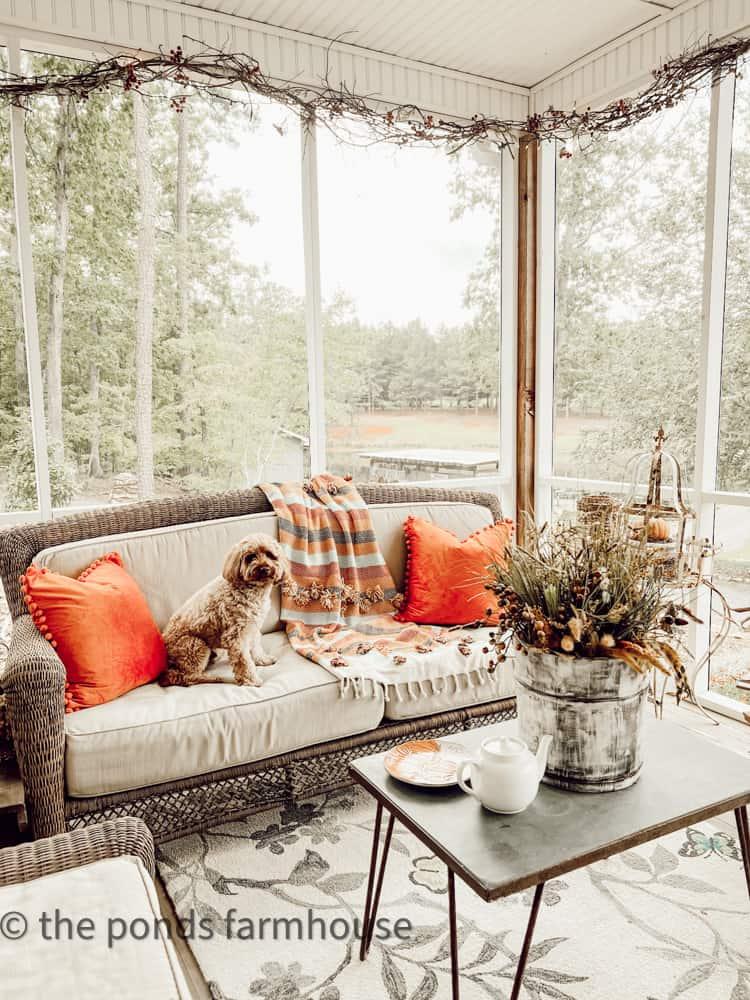 Choose comfortable furniture for relaxation on your screened porch oasis