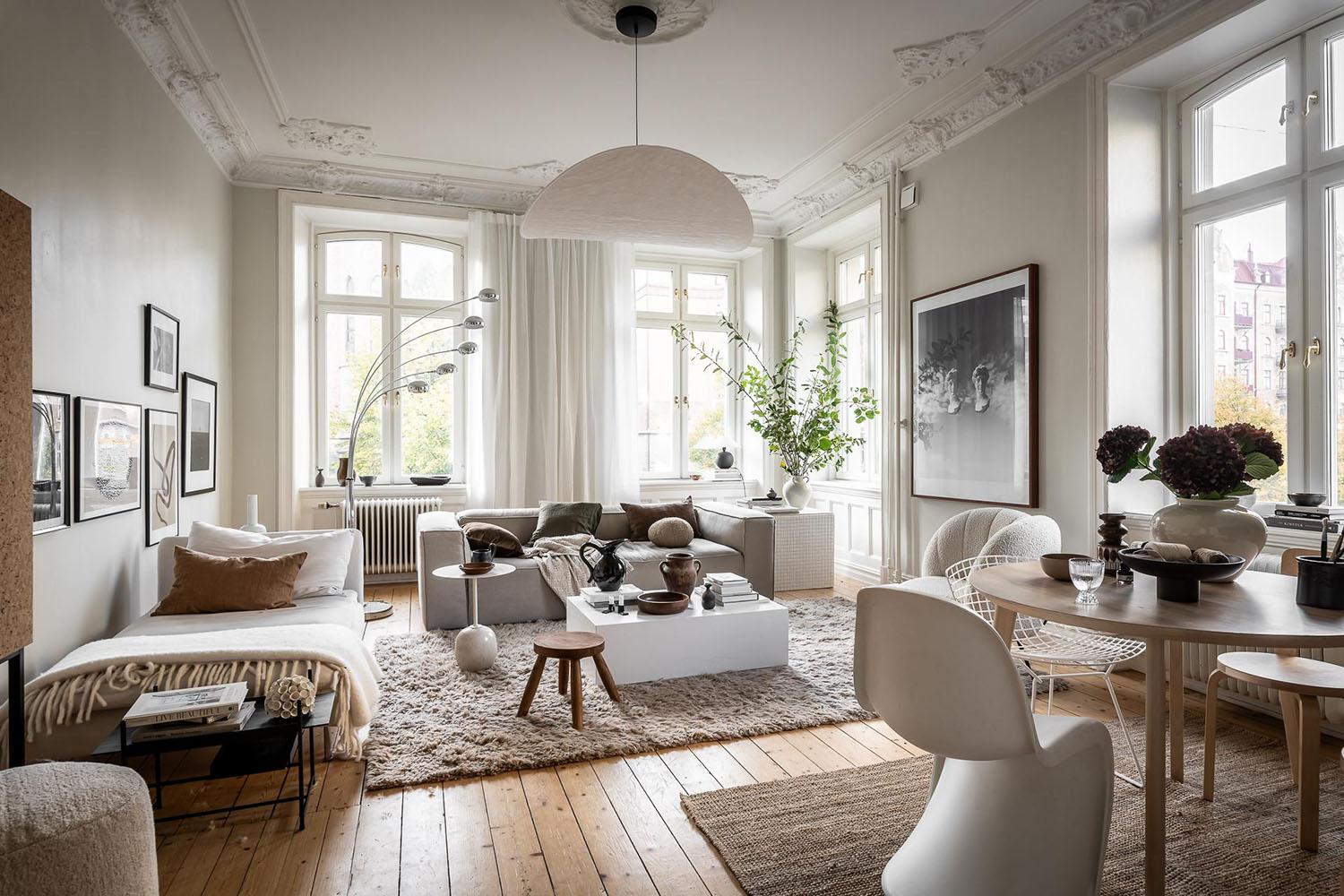 Scandinavian Living Room: Prioritize light spaces, muted colors, and functional design