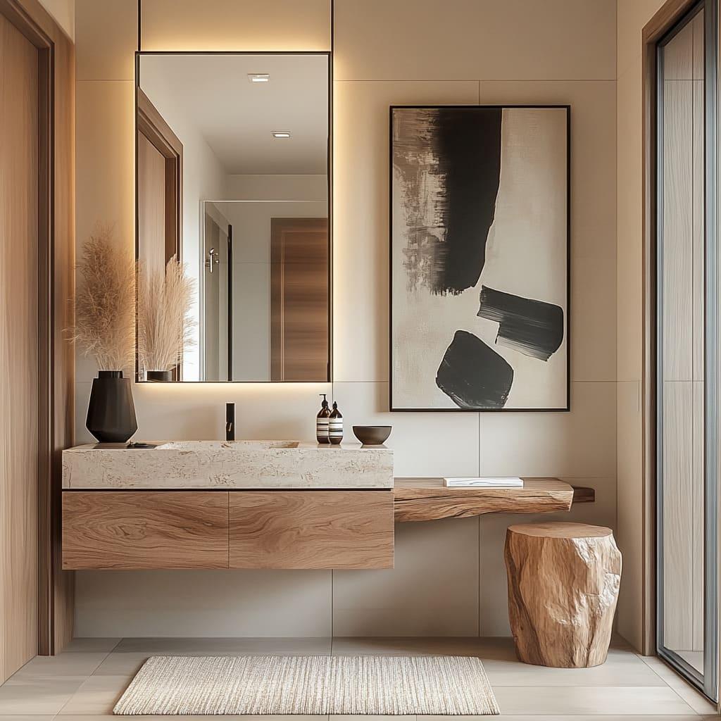 Blend modern fixtures with wooden ⁢bathroom elements for ‌a⁢ contemporary‍ aesthetic