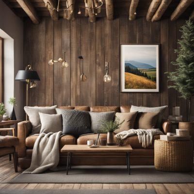 Rustic Living Room: Embrace nature with wood beams and earthy accents