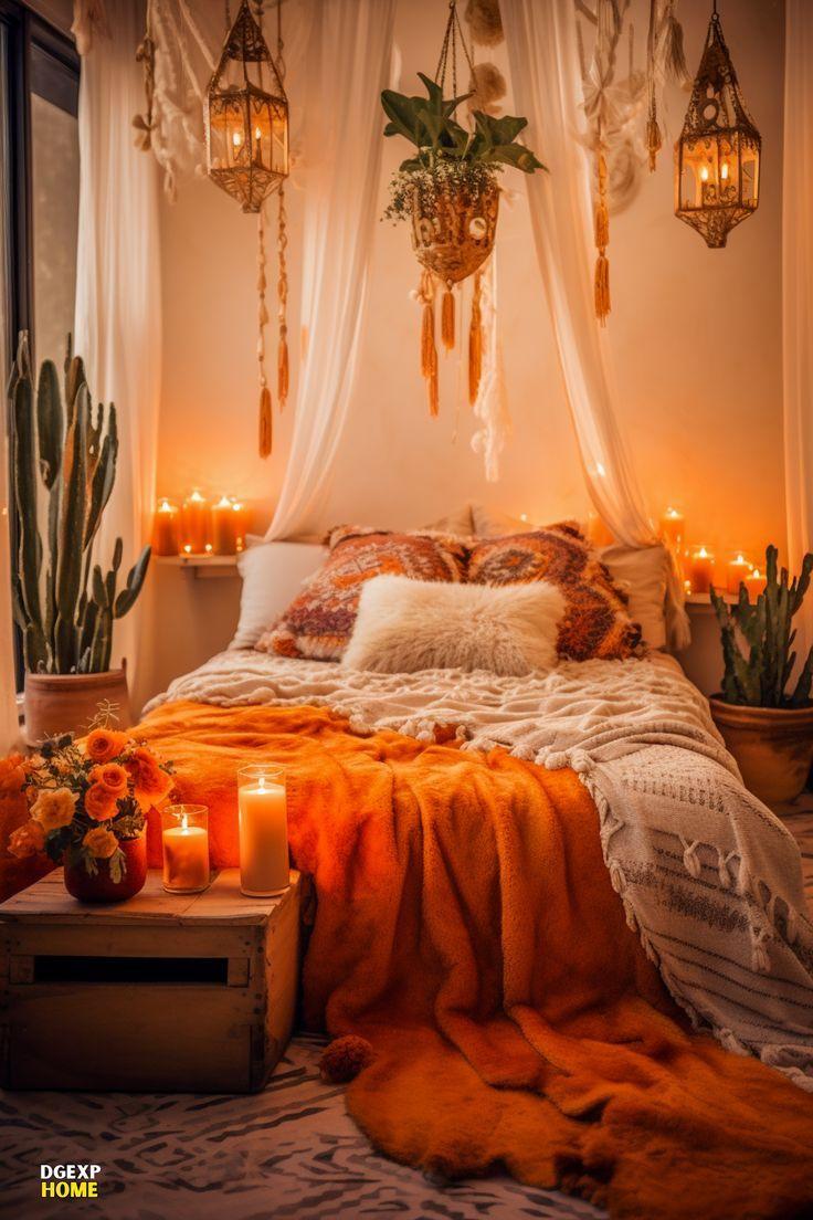 Desert Oasis Bedroom: Infuse warmth with earth tones and boho accessories