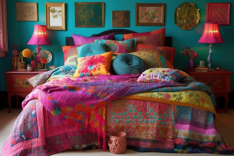 Bohemian​ Bedroom:⁤ An eclectic​ mix of color and texture