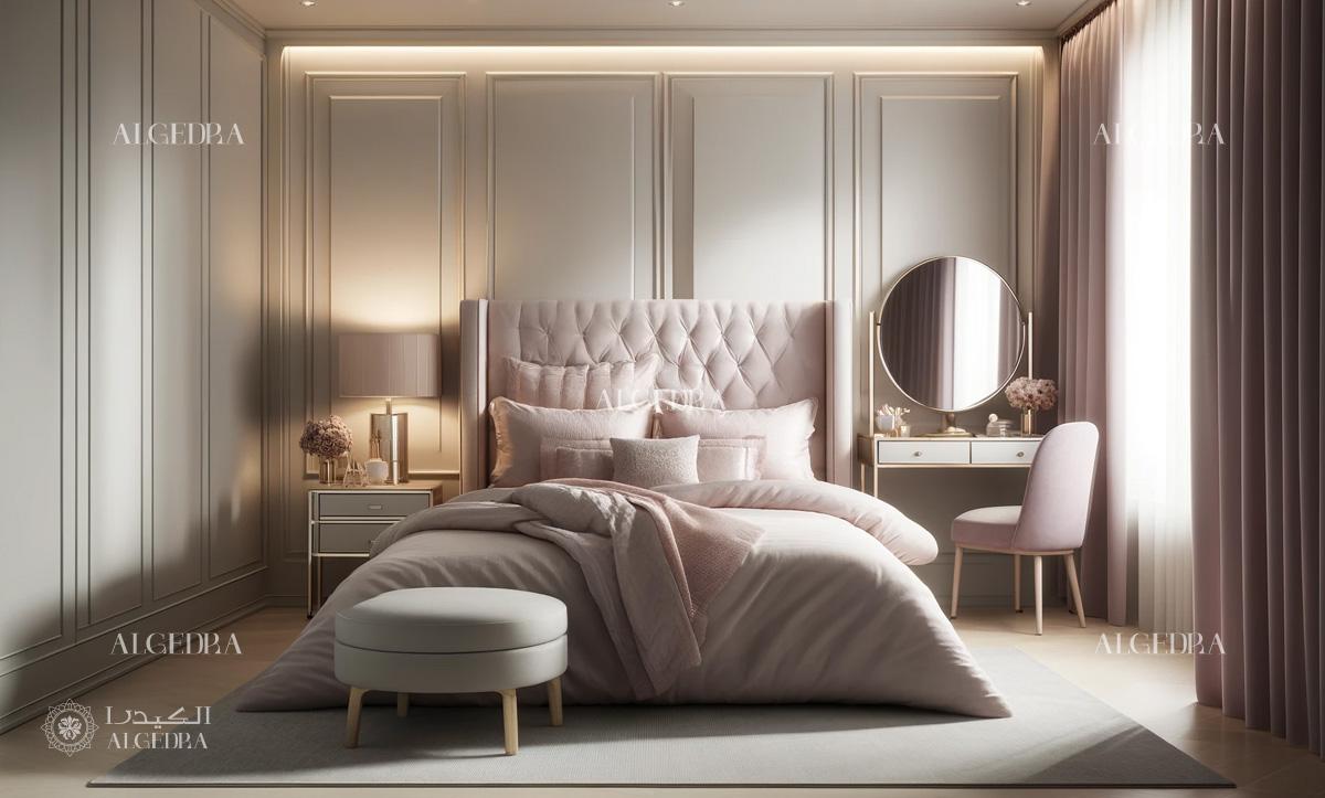 Luxurious Glam Bedroom exuding elegance with rich fabrics