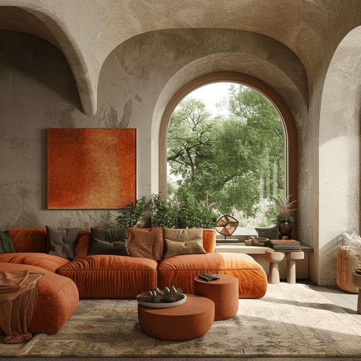 Mediterranean Living Room: Earthy tones and terracotta accents‌ bring timeless elegance