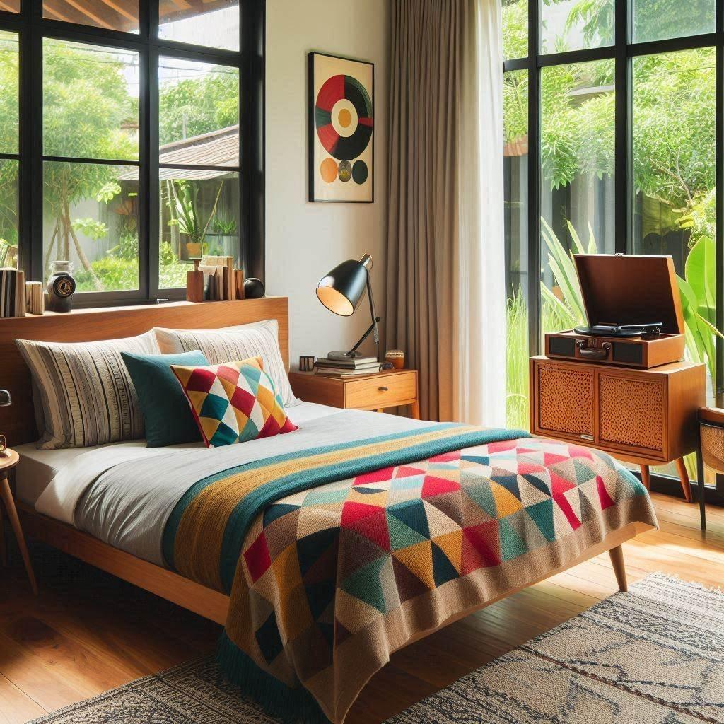 Mid-Century Modern Bedroom: Iconic furniture shapes add retro charm and elegance