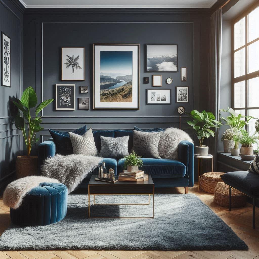 Choose a soothing navy blue for an inviting living‌ room vibe