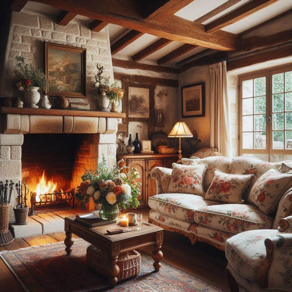 French Country Living Room: Combine rustic charm with⁢ elegance for a cozy feel