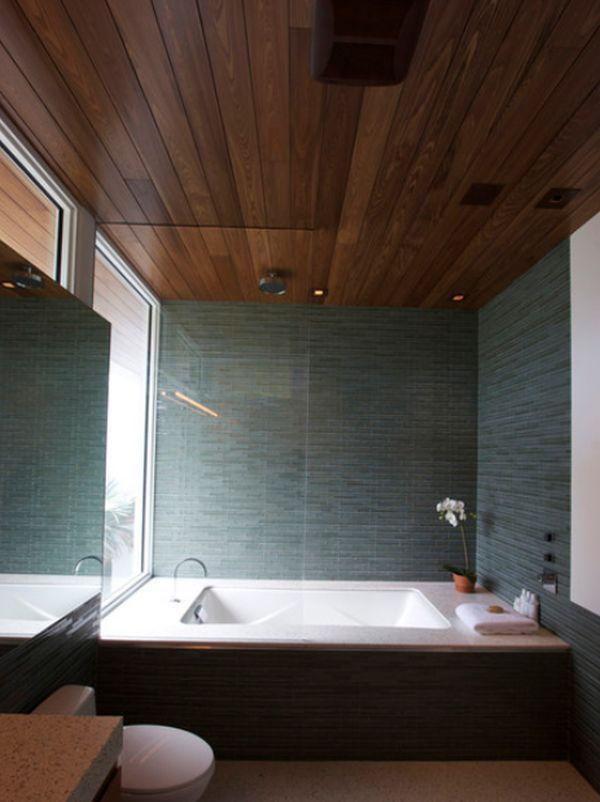 Install wooden ceiling tiles for a unique‍ twist in your wooden bathroom design