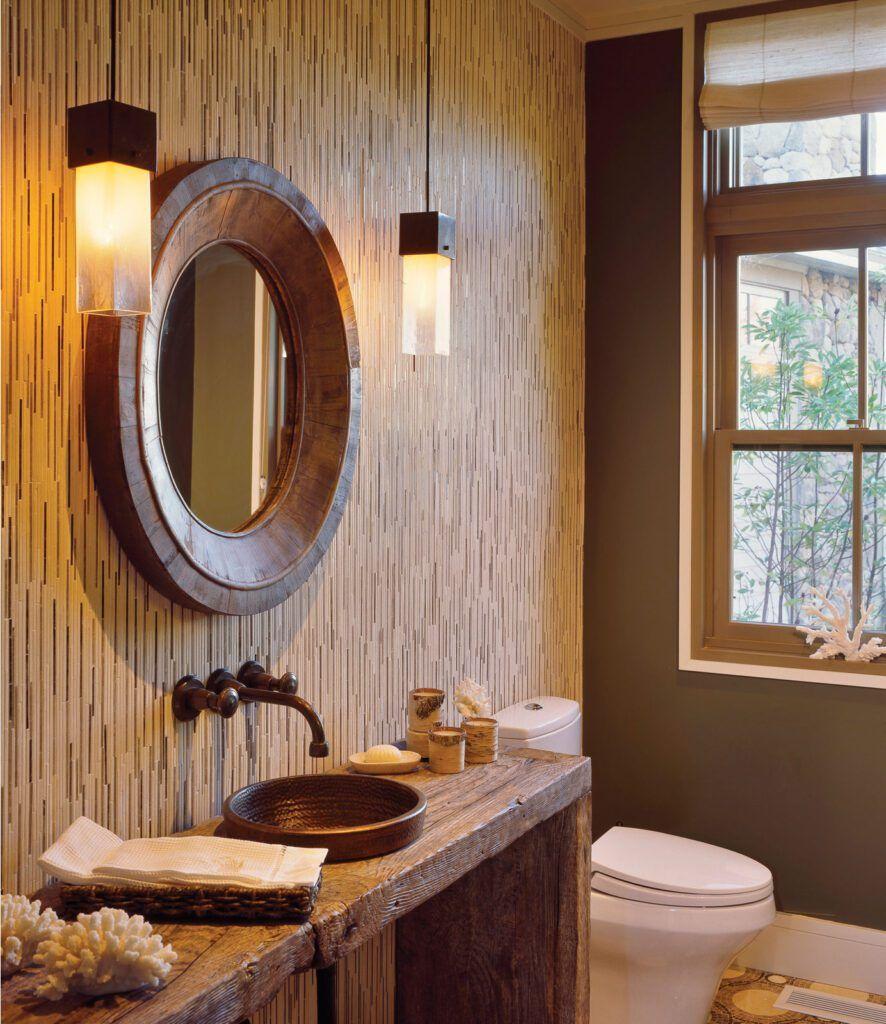 Soft, diffused lighting complements a wooden bathrooms natural‍ textures beautifully