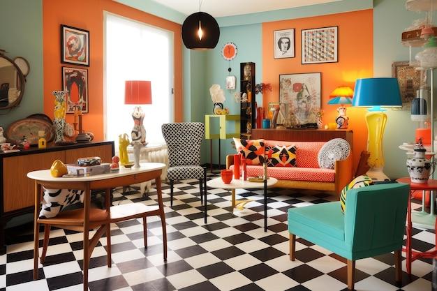 Retro Living Room: ‌Channel nostalgia with vintage furnishings and playful patterns