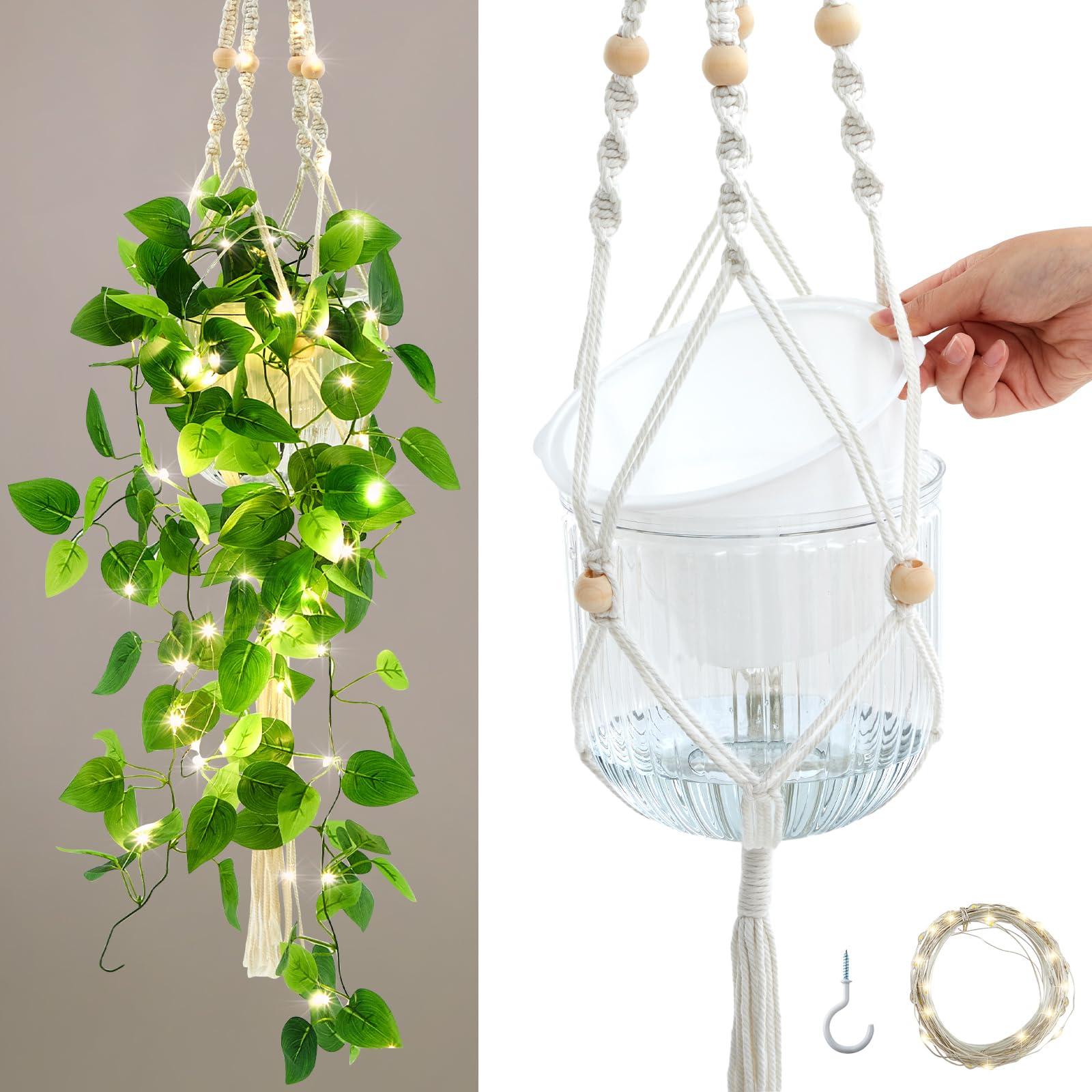 Hang macramé plant holders‌ for a whimsical⁤ boho bathroom touch