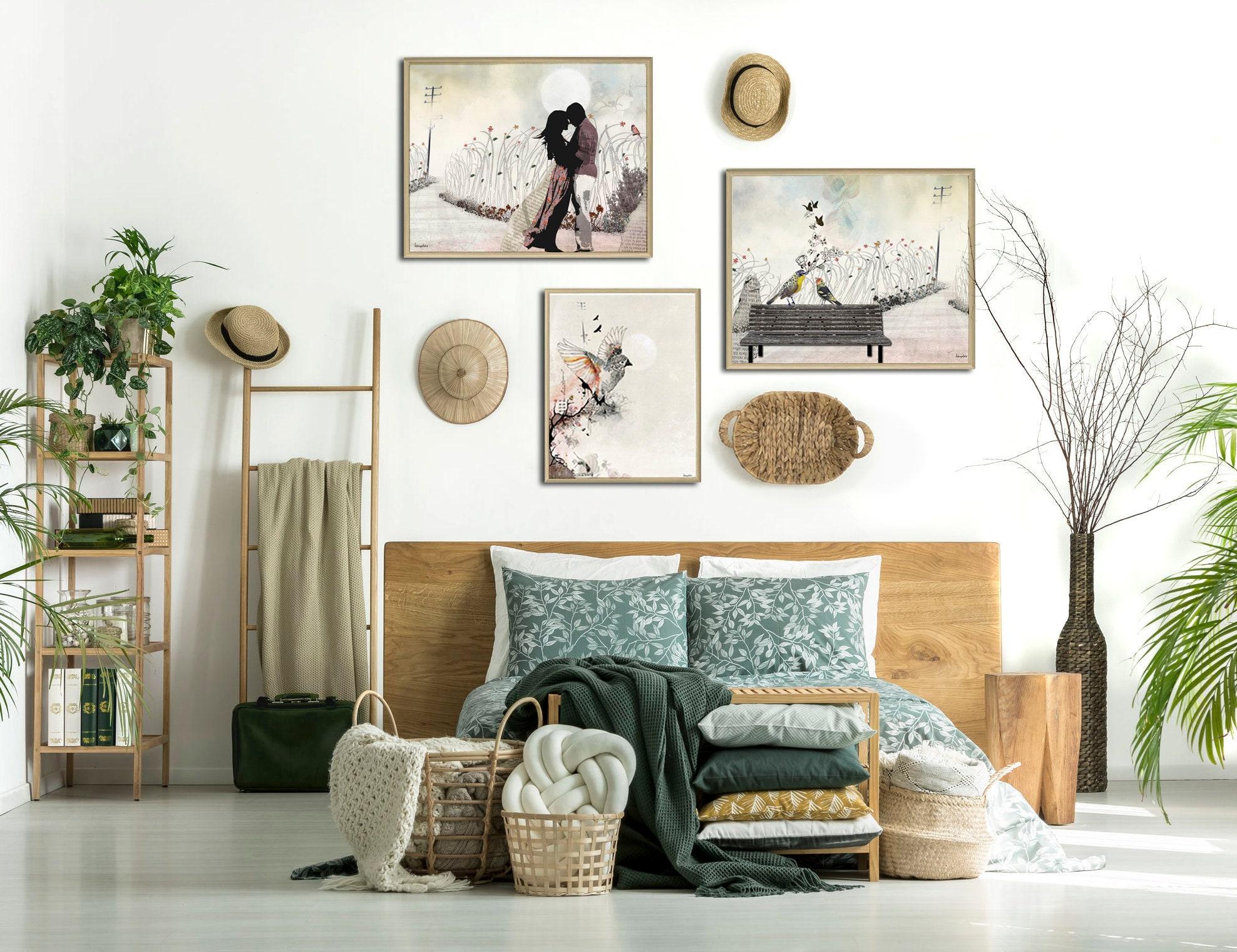 Showcase a gallery wall of personal photos and treasures in your Boho Living Room