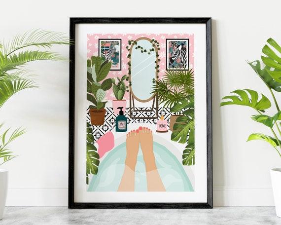 Display‍ art ‌prints to personalize ⁤your ⁣boho bathroom space