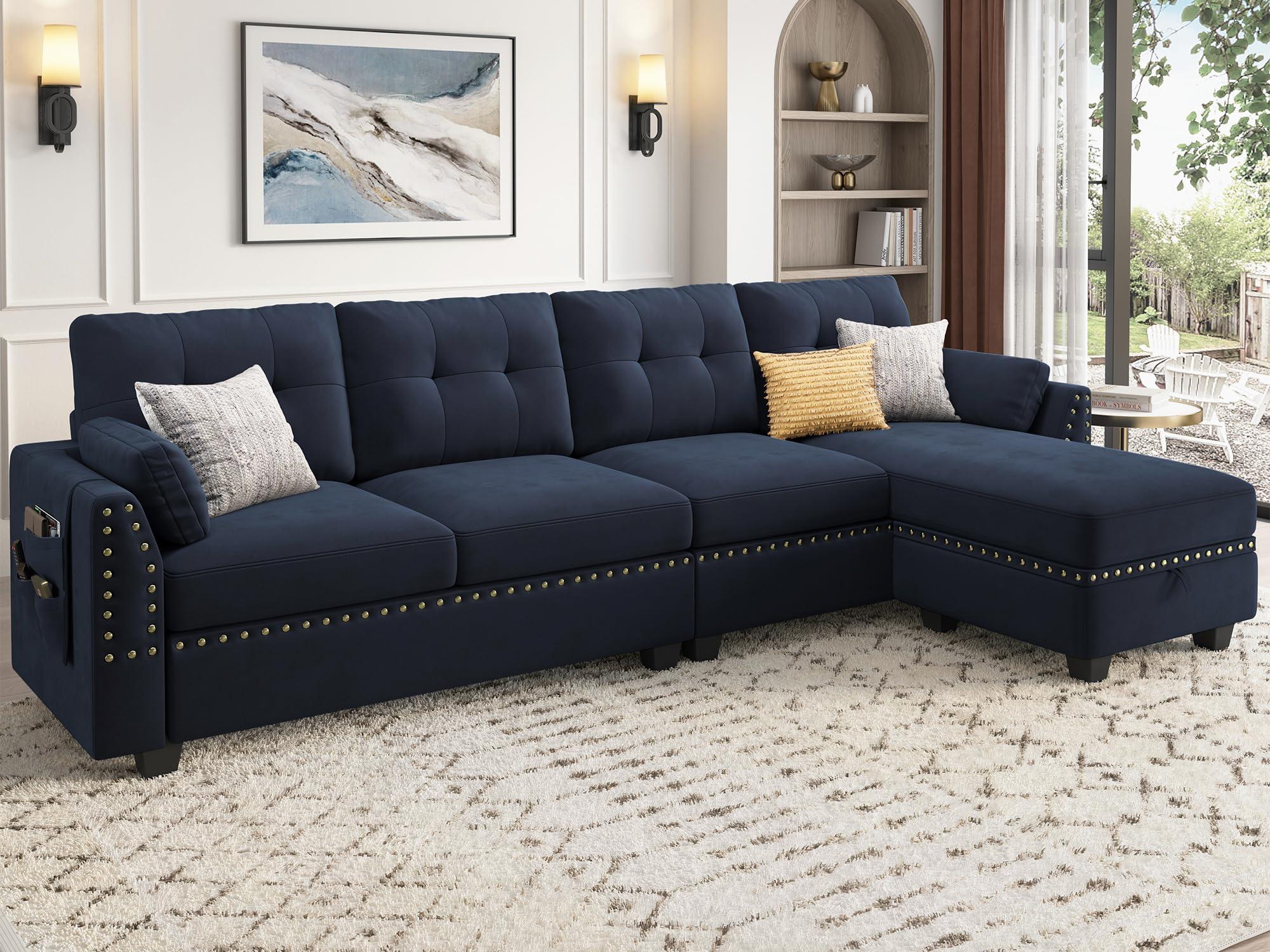 Center the space⁢ with a stylish ⁣blue‌ sectional sofa