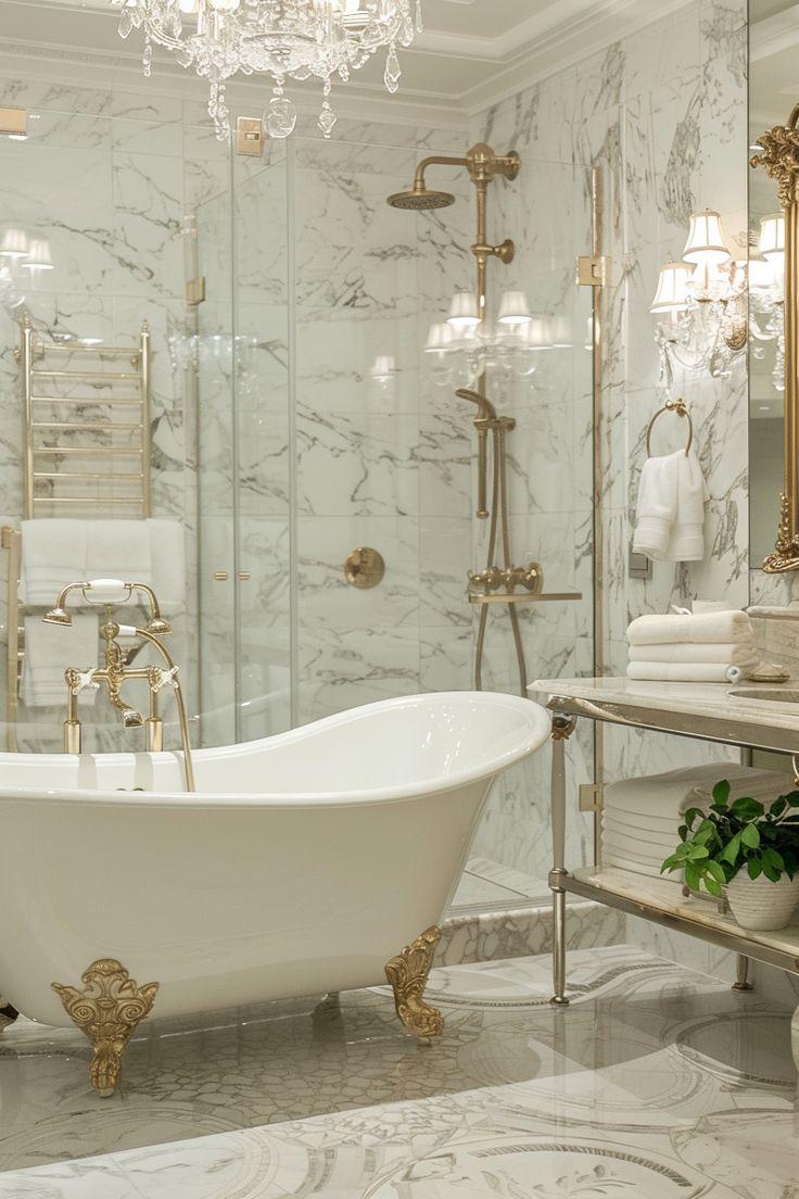 Vintage chandeliers ⁢bring timeless elegance⁢ to your eclectic bathroom while showcasing style