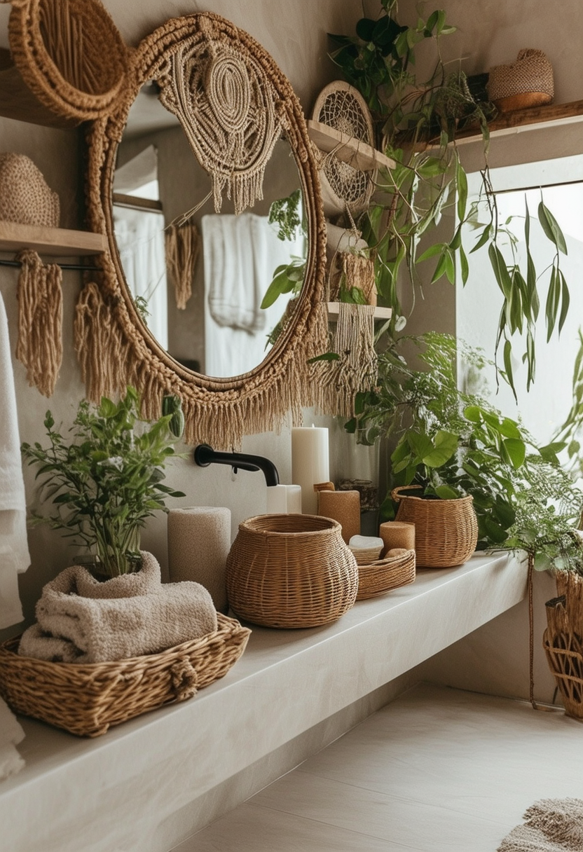 Charming Elements for a Dreamy Boho Bathroom Retreat