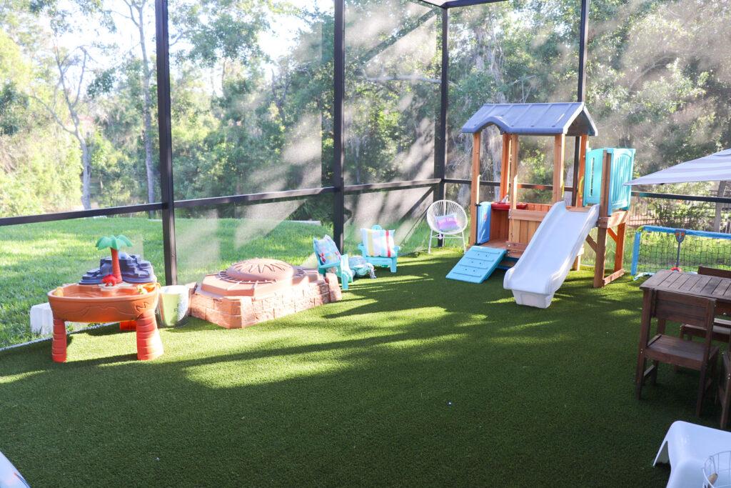 Create a playful children’s area to ​brighten your backyard