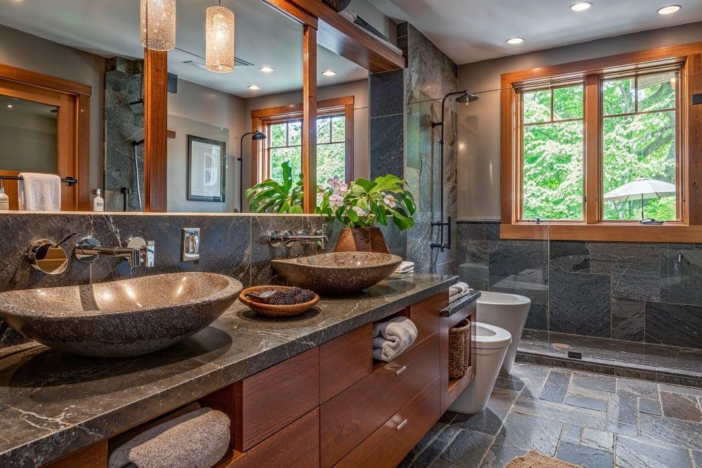 Utilize natural stone counters for ⁤an ⁣earthy ⁤vibe⁣ in your farmhouse ‌bathroom