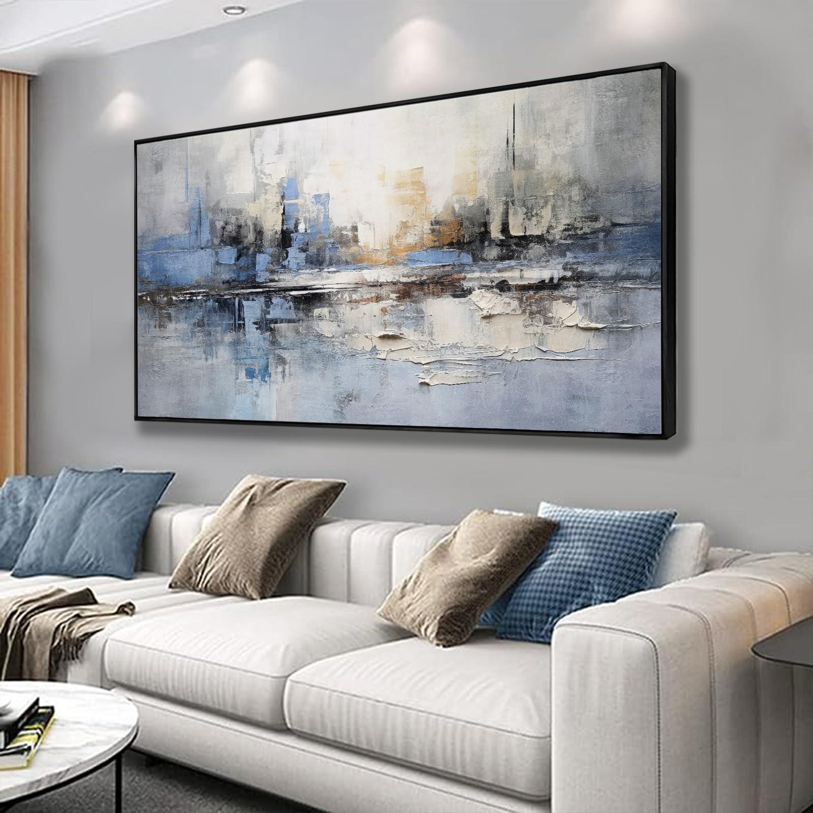 Opt for blue artwork to enhance your living rooms style