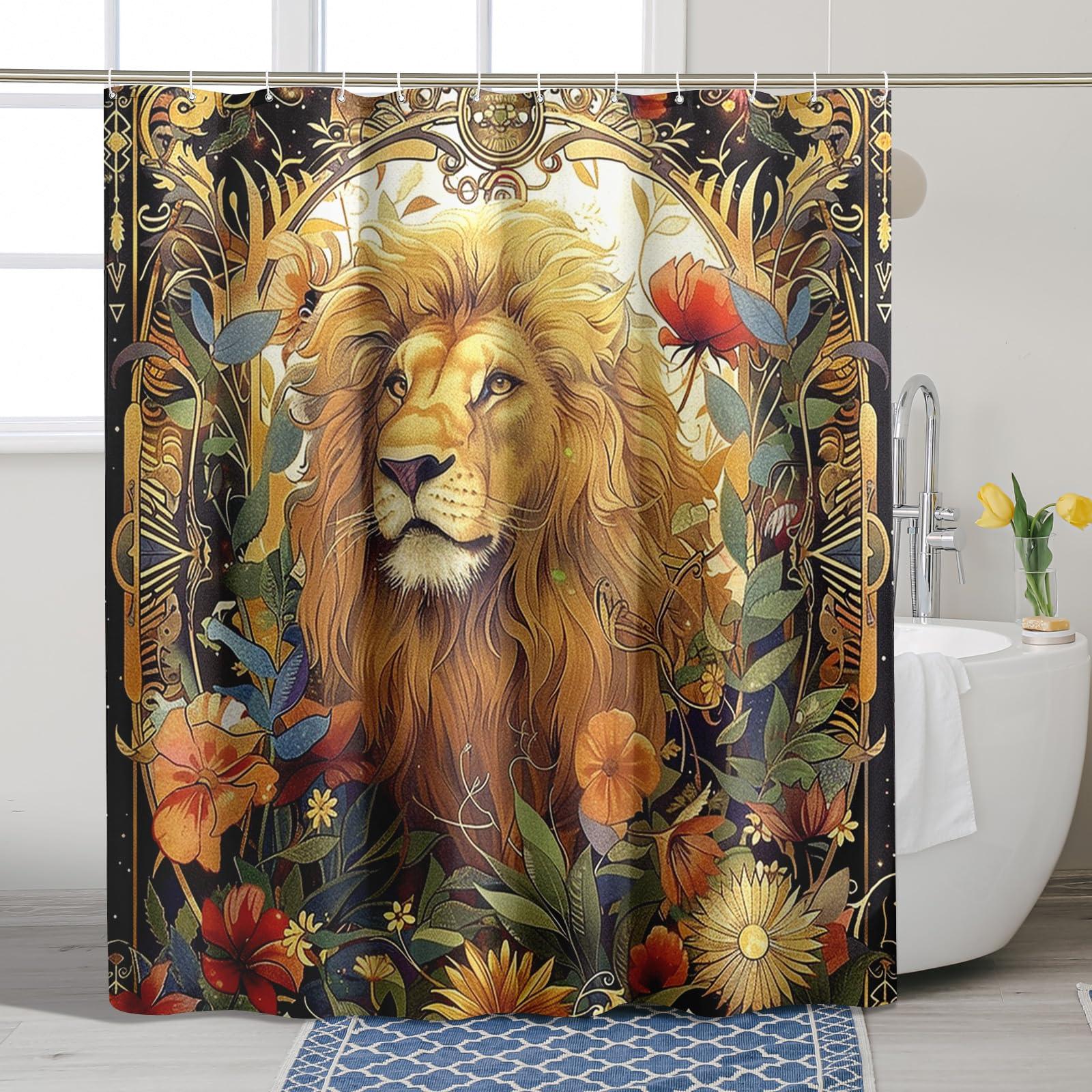 Consider a bold shower curtain that complements your eclectic​ bathroom theme