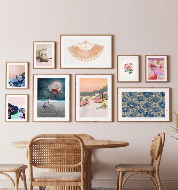 Create a gallery wall with eclectic art pieces that reflect your personality in the Boho Living Room