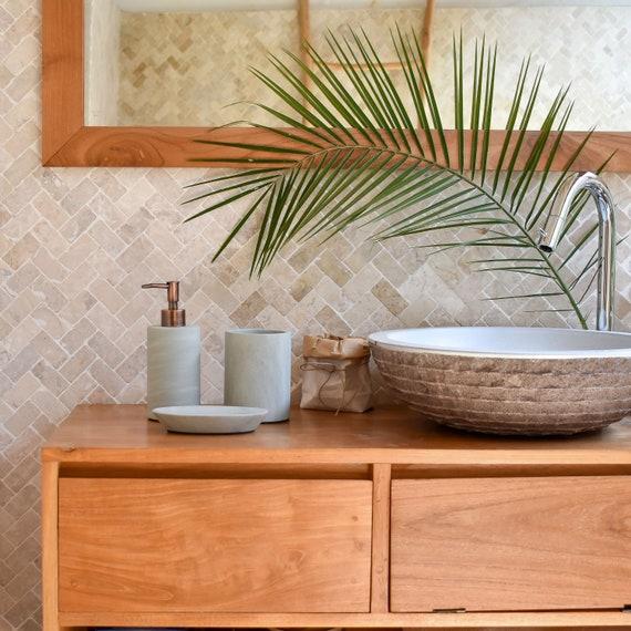 Natural stone soap dispensers for a rustic finish in your boho bathroom