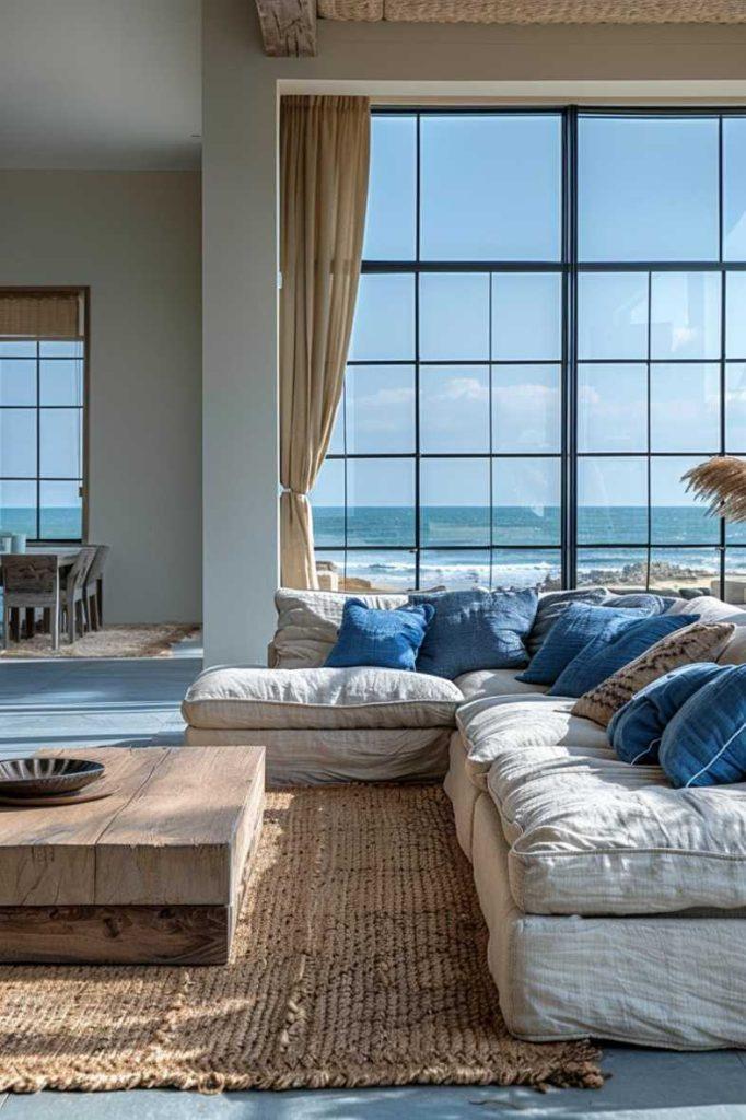 Coastal Bedroom: Light blues and whites evoke a breezy beach atmosphere